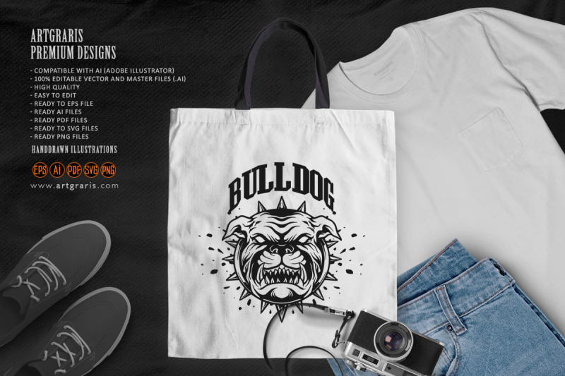 bulldog-head-lettering-word-classic-logo-silhouette