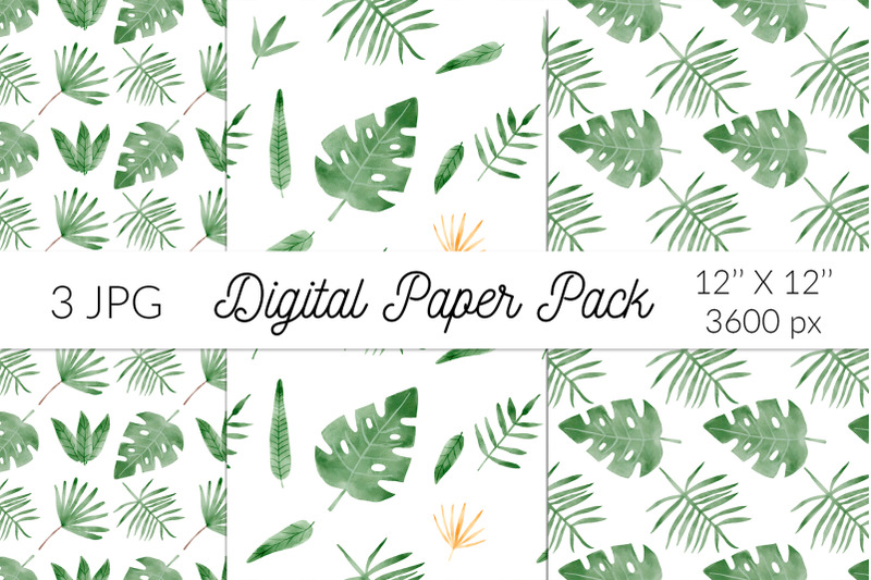 tropical-leaves-digital-paper-watercolor