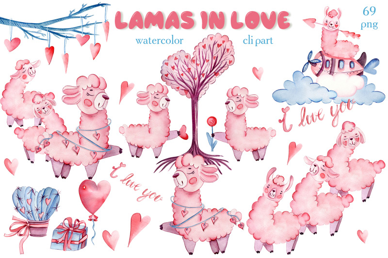 cute-watercolor-llama-alpaca-clipart