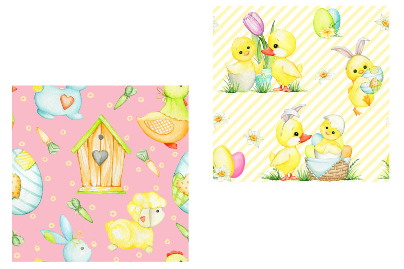 watercolor-easter-digital-papers-cute-bunny-seamless-pattern-custom