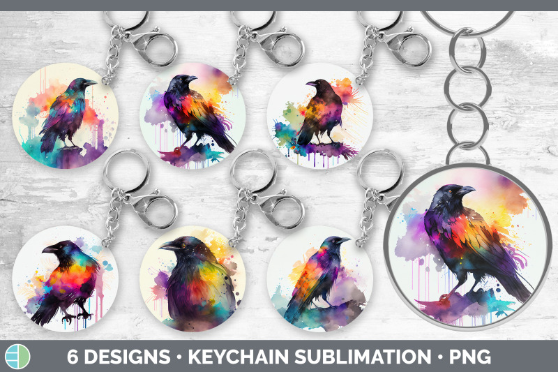 rainbow-crow-keychain-bundle-keyring-sublimation-designs