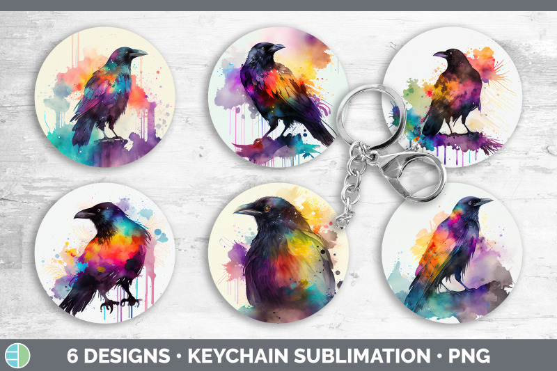 rainbow-crow-keychain-bundle-keyring-sublimation-designs