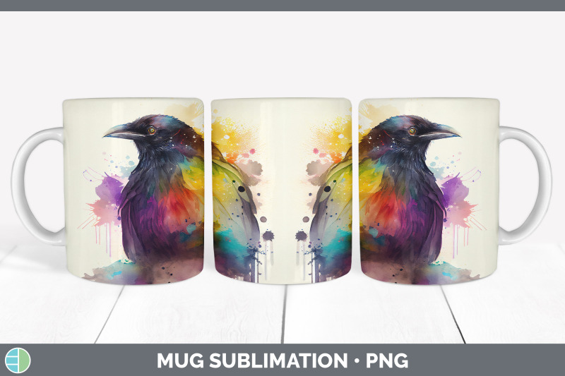 rainbow-crow-mug-sublimation-coffee-cup-background-png