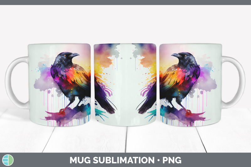 rainbow-crow-mug-sublimation-coffee-cup-background-png