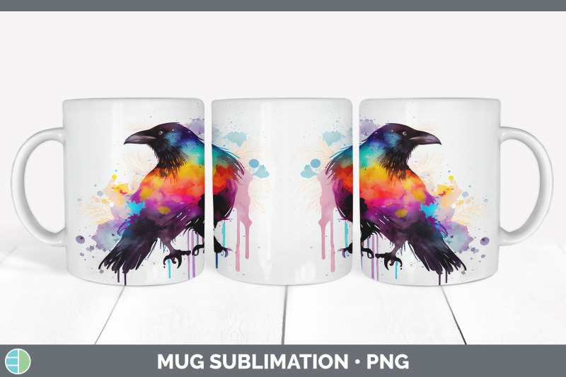 rainbow-crow-mug-sublimation-coffee-cup-background-png