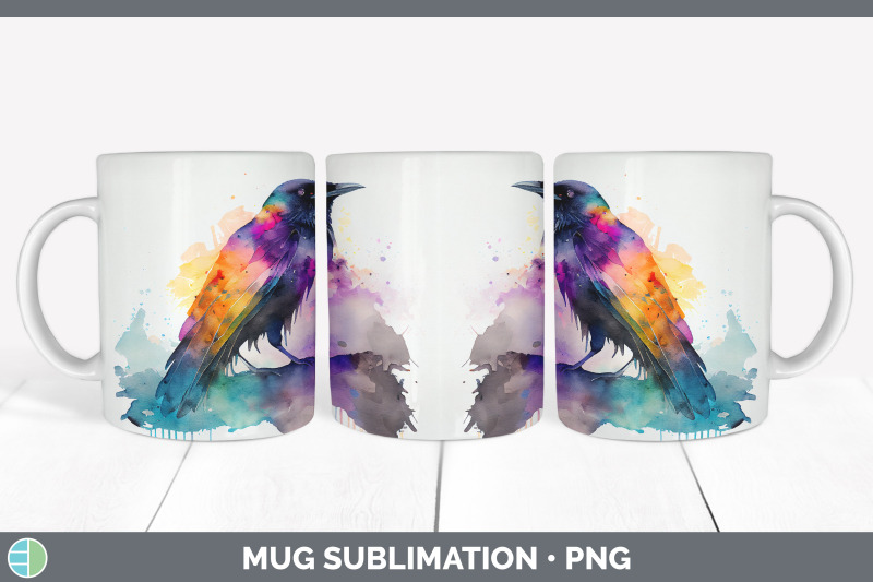 rainbow-crow-mug-sublimation-coffee-cup-background-png