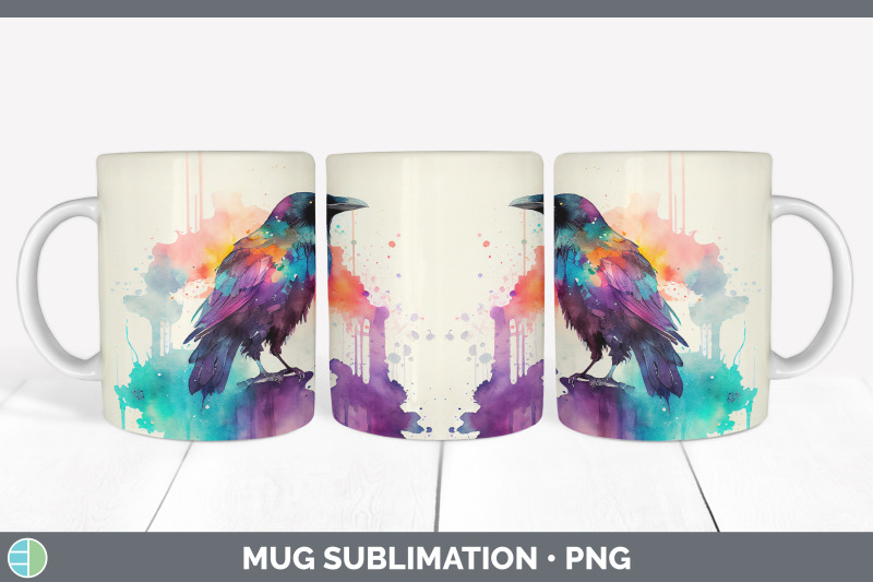 rainbow-crow-mug-sublimation-coffee-cup-background-png