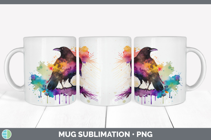 rainbow-crow-mug-sublimation-coffee-cup-background-png