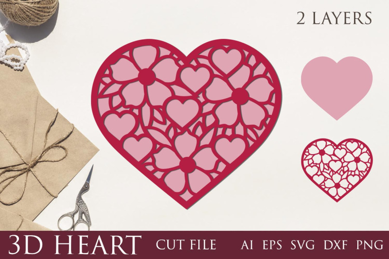 3d-layered-floral-heart-svg-valentine-laser-cut