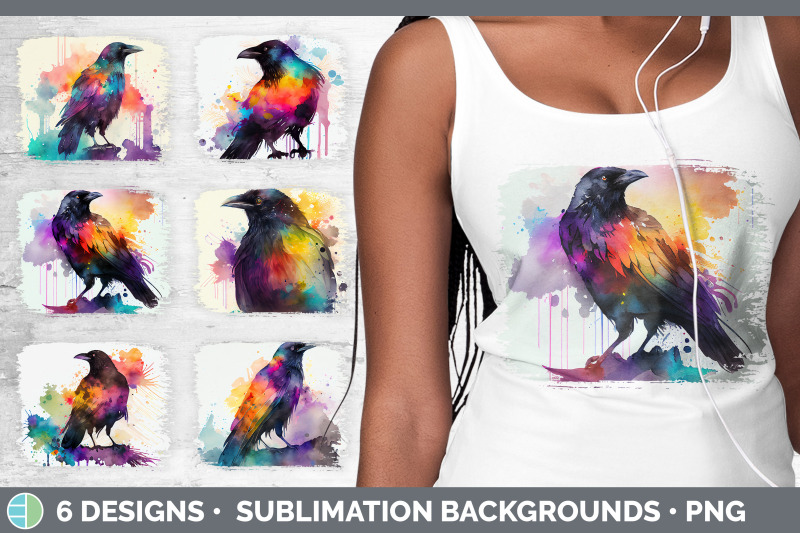 rainbow-crow-distressed-sublimation-background-panel