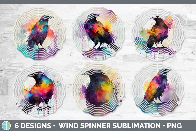 rainbow-crow-wind-spinner-sublimation-designs-bundle