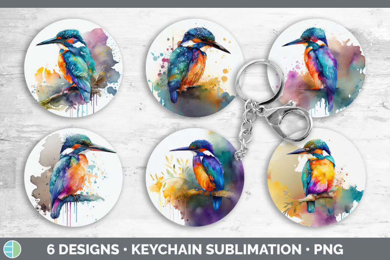 rainbow-kingfisher-keychain-bundle-keyring-sublimation-designs