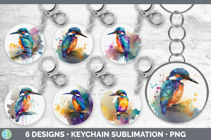 rainbow-kingfisher-keychain-bundle-keyring-sublimation-designs