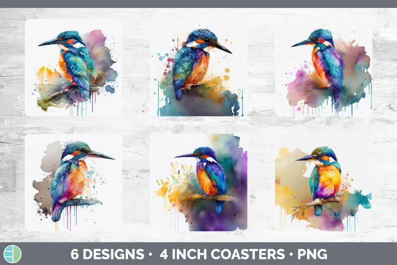 rainbow-kingfisher-square-coaster-sublimation-designs-bundle