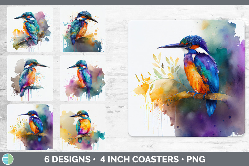 rainbow-kingfisher-square-coaster-sublimation-designs-bundle