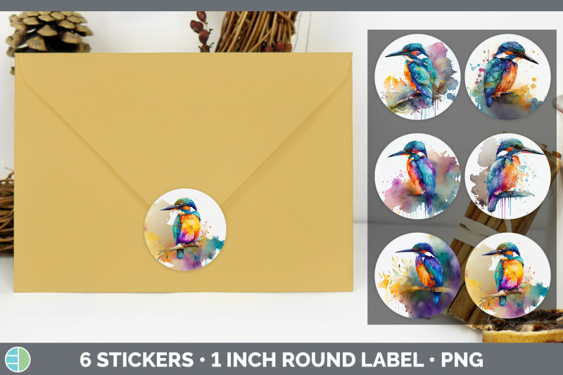 rainbow-kingfisher-stickers-sticker-1in-round-labels-png-designs