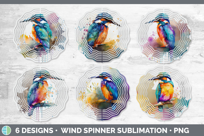 rainbow-kingfisher-wind-spinner-sublimation-designs-bundle