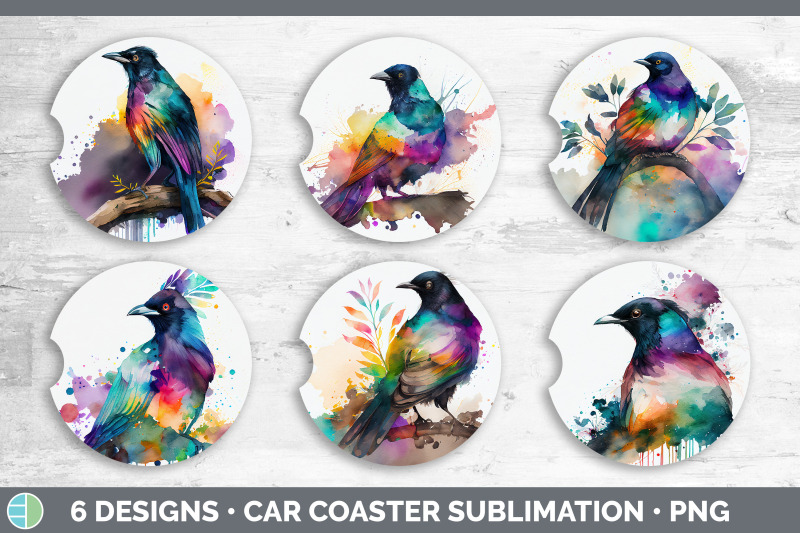 rainbow-magpie-car-coaster-sublimation-designs-bundle