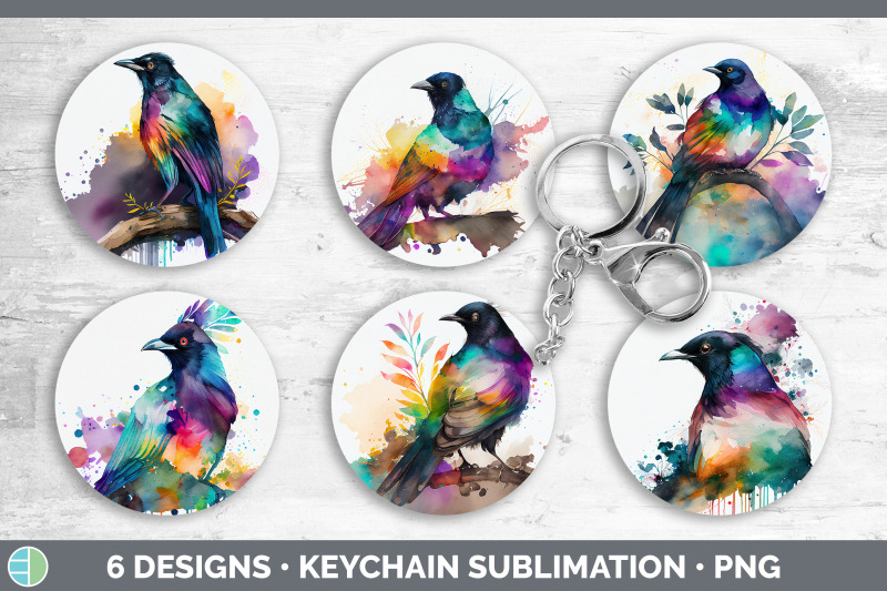 rainbow-magpie-keychain-bundle-keyring-sublimation-designs