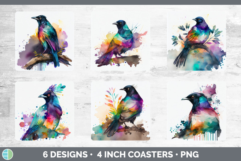 rainbow-magpie-square-coaster-sublimation-designs-bundle