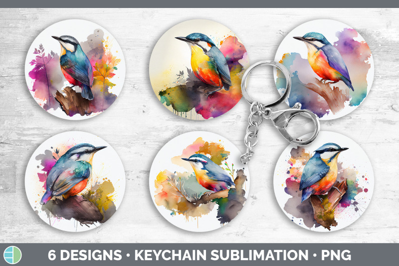 rainbow-nuthatch-keychain-bundle-keyring-sublimation-designs