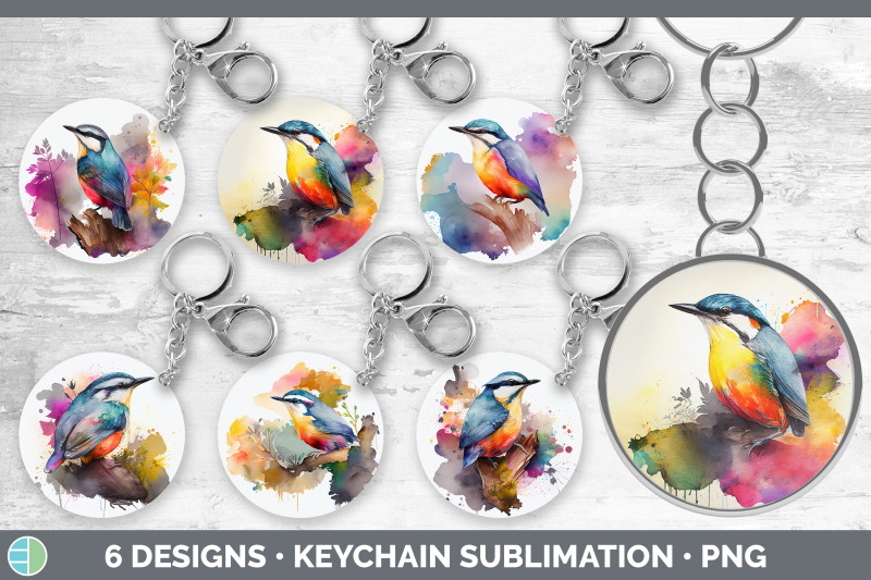 rainbow-nuthatch-keychain-bundle-keyring-sublimation-designs