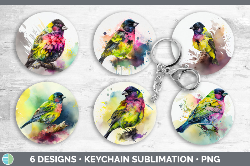 rainbow-siskin-keychain-bundle-keyring-sublimation-designs