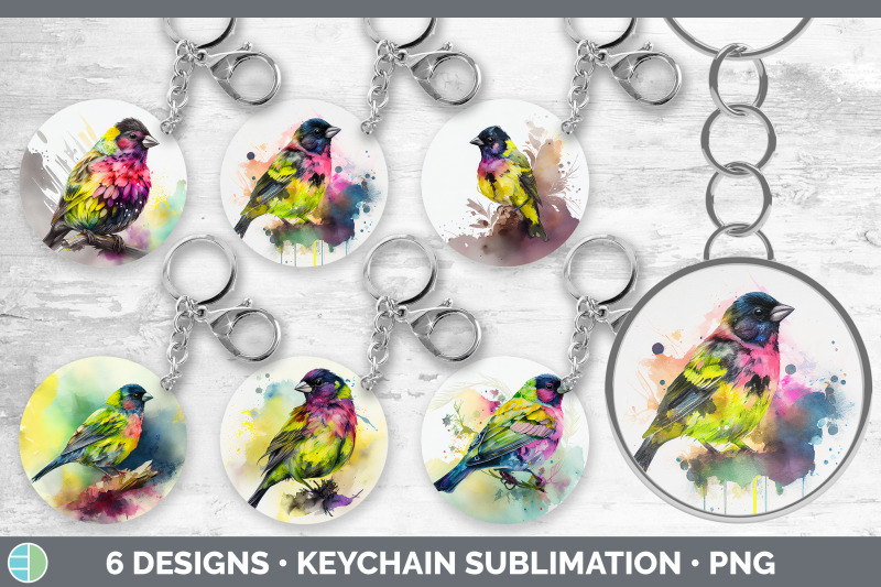 rainbow-siskin-keychain-bundle-keyring-sublimation-designs