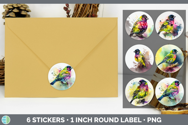 rainbow-siskin-stickers-sticker-1in-round-labels-png-designs