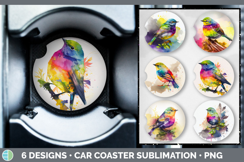 rainbow-warbler-car-coaster-sublimation-designs-bundle