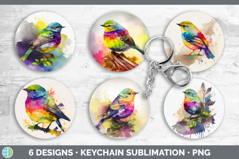 rainbow-warbler-keychain-bundle-keyring-sublimation-designs