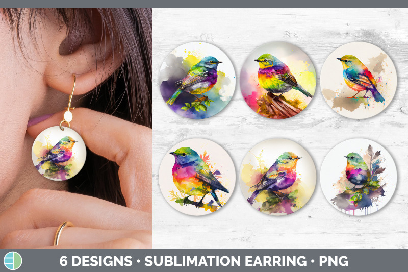 rainbow-warbler-round-earring-sublimation-designs-bundle