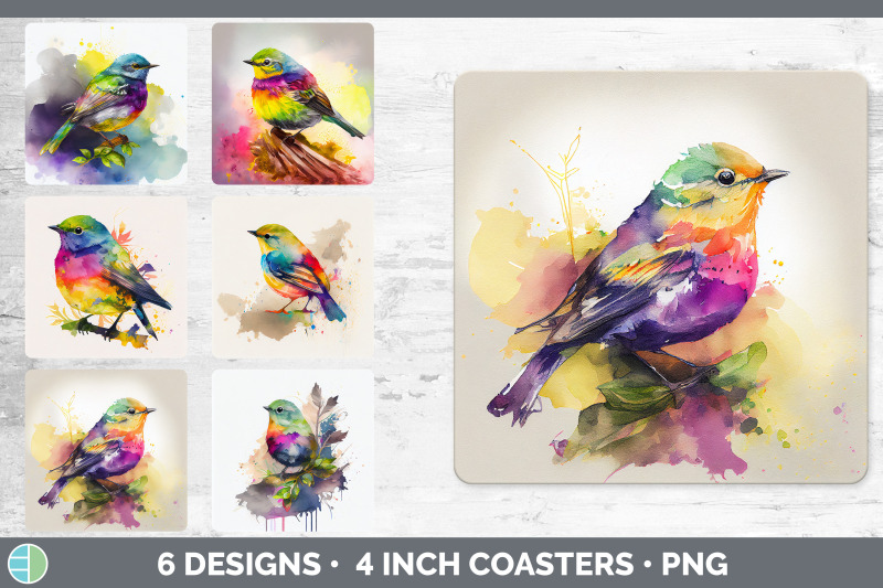 rainbow-warbler-square-coaster-sublimation-designs-bundle