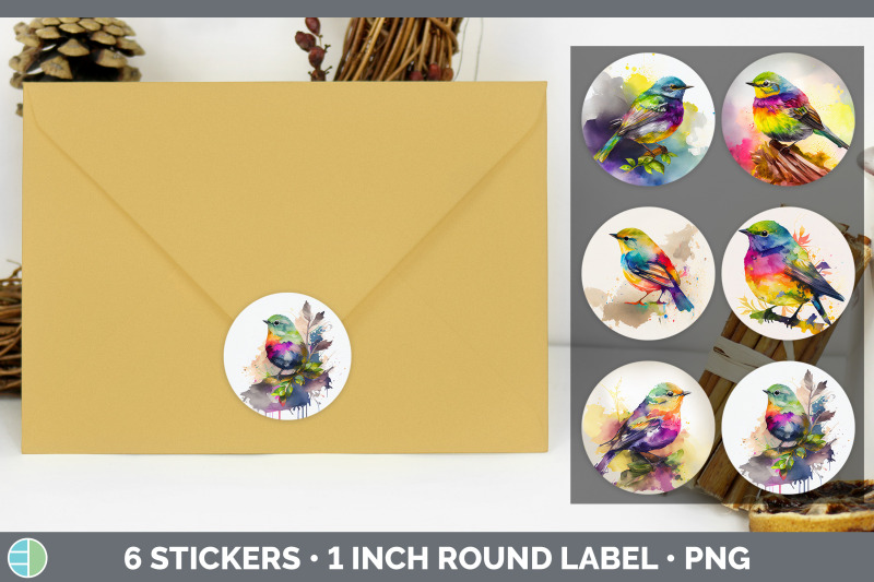 rainbow-warbler-stickers-sticker-1in-round-labels-png-designs