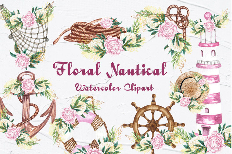 floral-nautical-watercolor-clipart