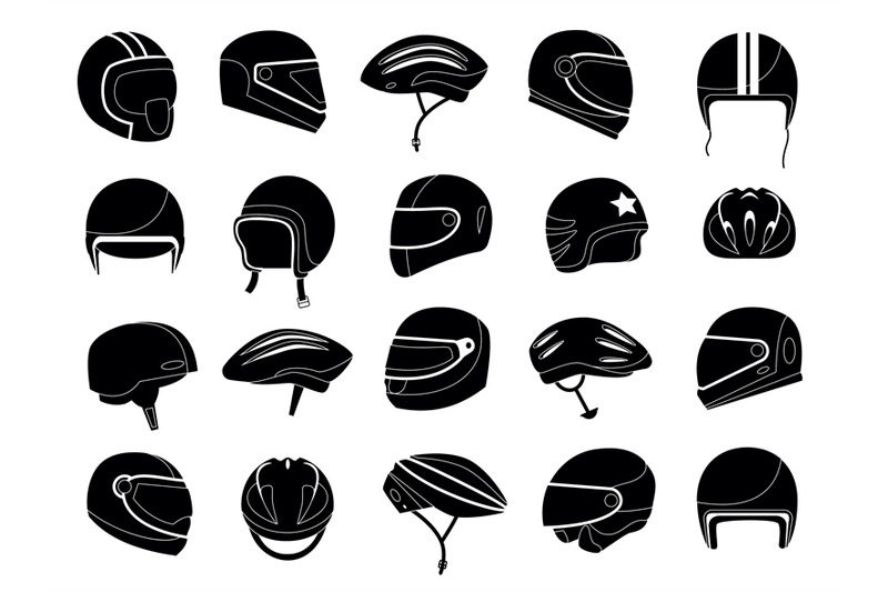 motorcycle-helmets-silhouette-monochrome-racing-headgear-equipment-fo