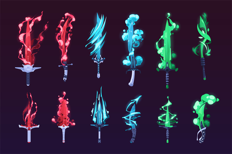 glowing-gaming-swords-magic-fantasy-shiny-warrior-weapon-for-game-ui