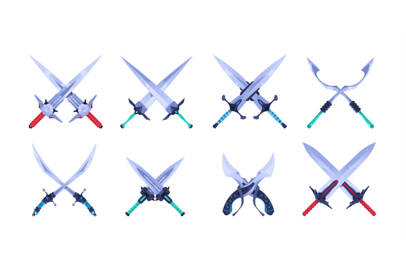 crossed-swords-metal-fantasy-medieval-knight-sharp-blades-cartoon-sty