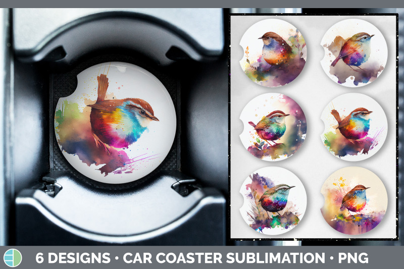 rainbow-wren-car-coaster-sublimation-designs-bundle