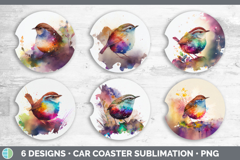 rainbow-wren-car-coaster-sublimation-designs-bundle