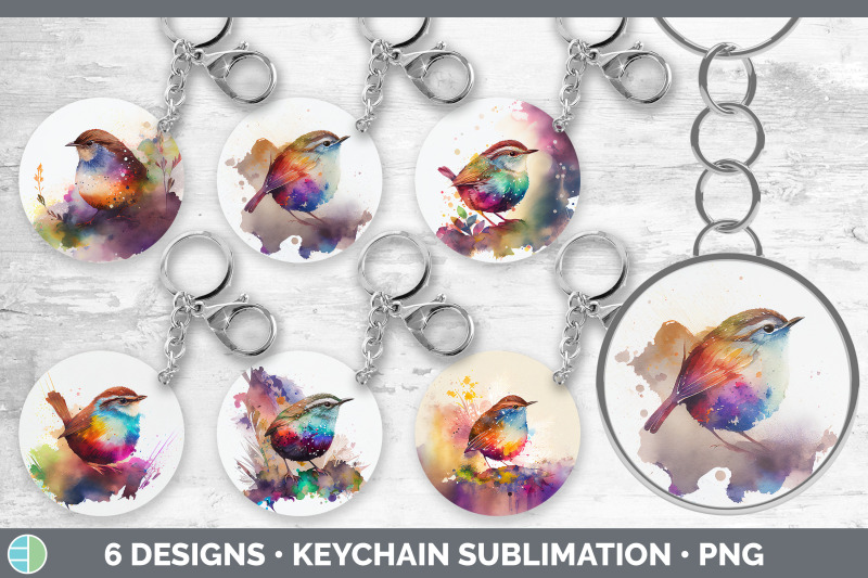 rainbow-wren-keychain-bundle-keyring-sublimation-designs