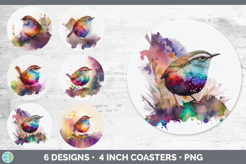 rainbow-wren-round-coaster-sublimation-designs-bundle