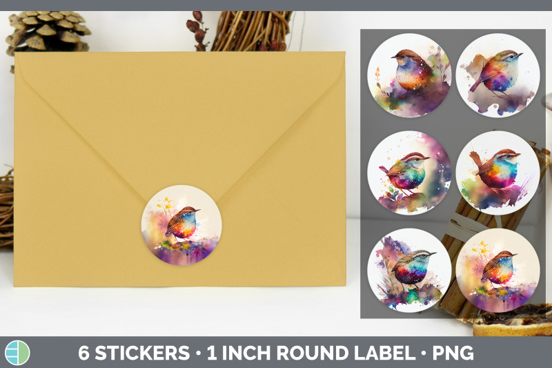 rainbow-wren-stickers-sticker-1in-round-labels-png-designs