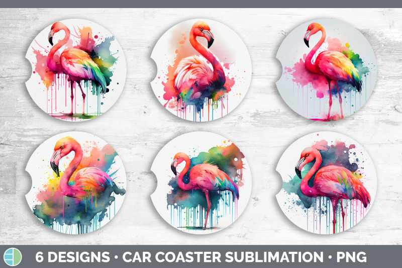 rainbow-flamingo-car-coaster-sublimation-designs-bundle