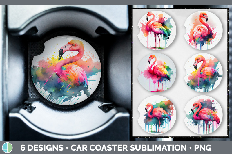 rainbow-flamingo-car-coaster-sublimation-designs-bundle