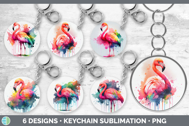 rainbow-flamingo-keychain-bundle-keyring-sublimation-designs