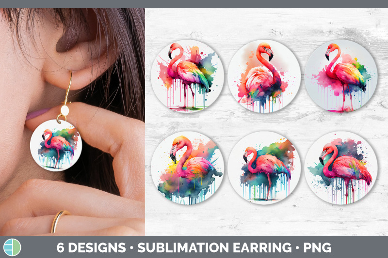 rainbow-flamingo-round-earring-sublimation-designs-bundle