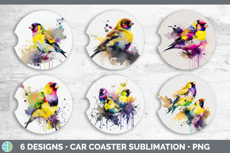 rainbow-goldfinch-car-coaster-sublimation-designs-bundle