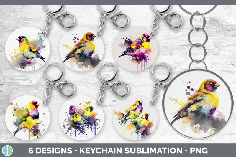 rainbow-goldfinch-keychain-bundle-keyring-sublimation-designs