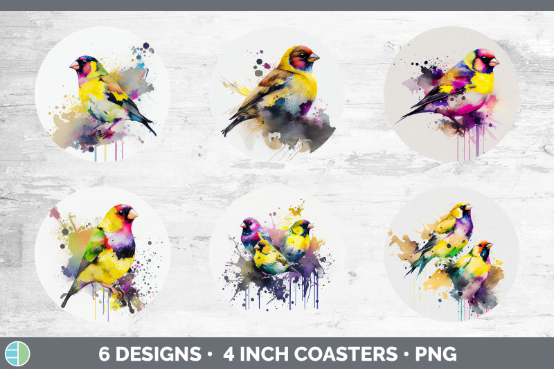 rainbow-goldfinch-round-coaster-sublimation-designs-bundle